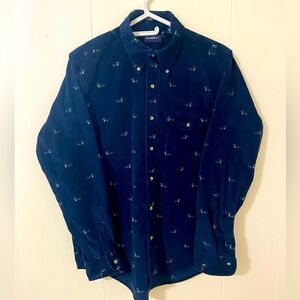 Men’s GANT long sleeve button down Navy duck pattern shirt Large